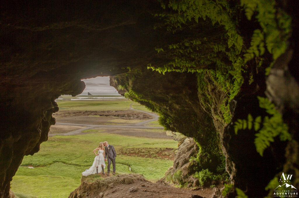 Iceland Elopement Couple inside Loftsalahellir Cave