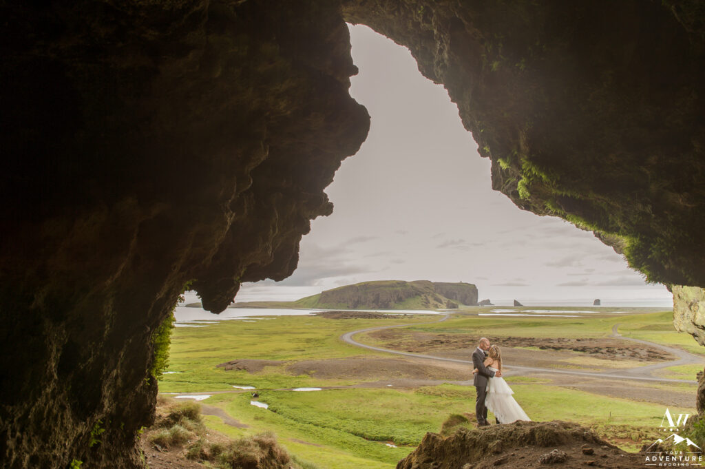 Iceland Wedding couple inside Loftsalahellir Cave