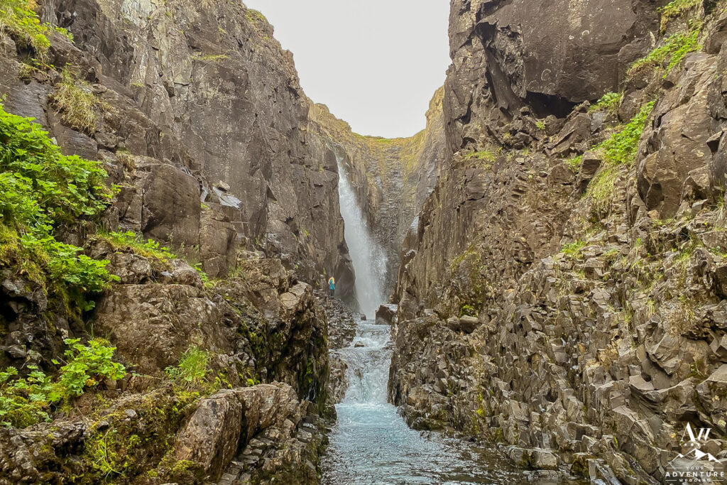 Godafoss Waterfall Bjarnarfjordur Canyoneering Hike