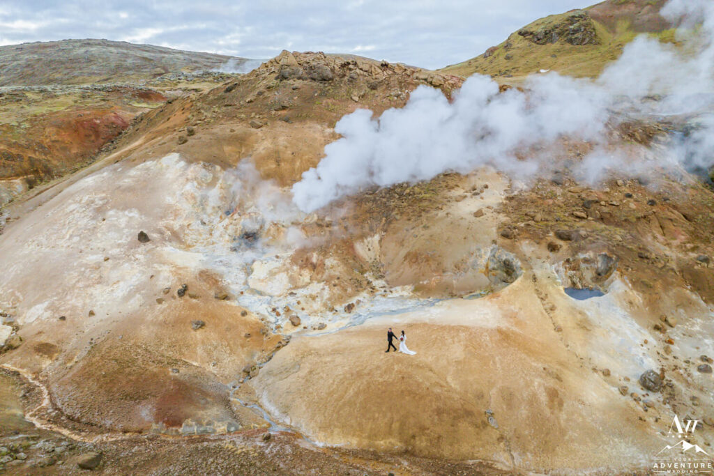 Iceland Sunrise October Wedding in Geothermal area
