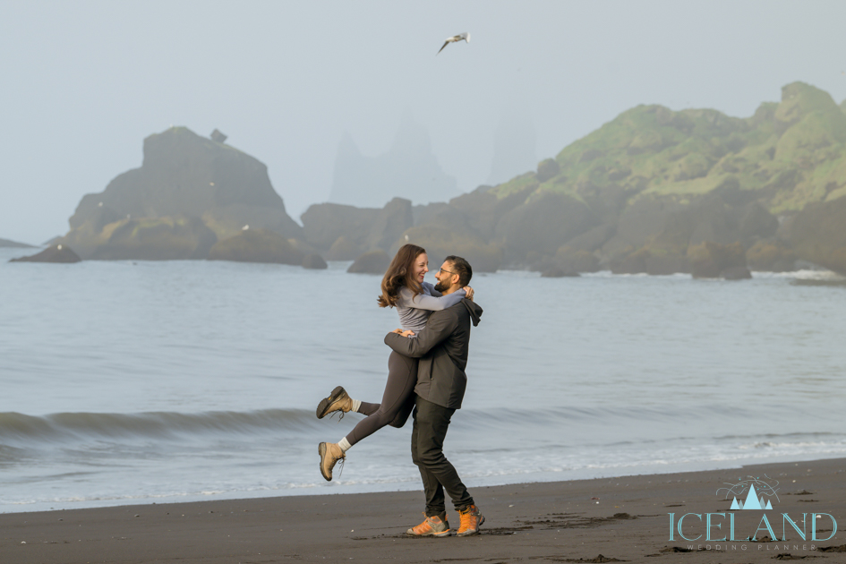 Foggy Summer Proposal in Vik Iceland