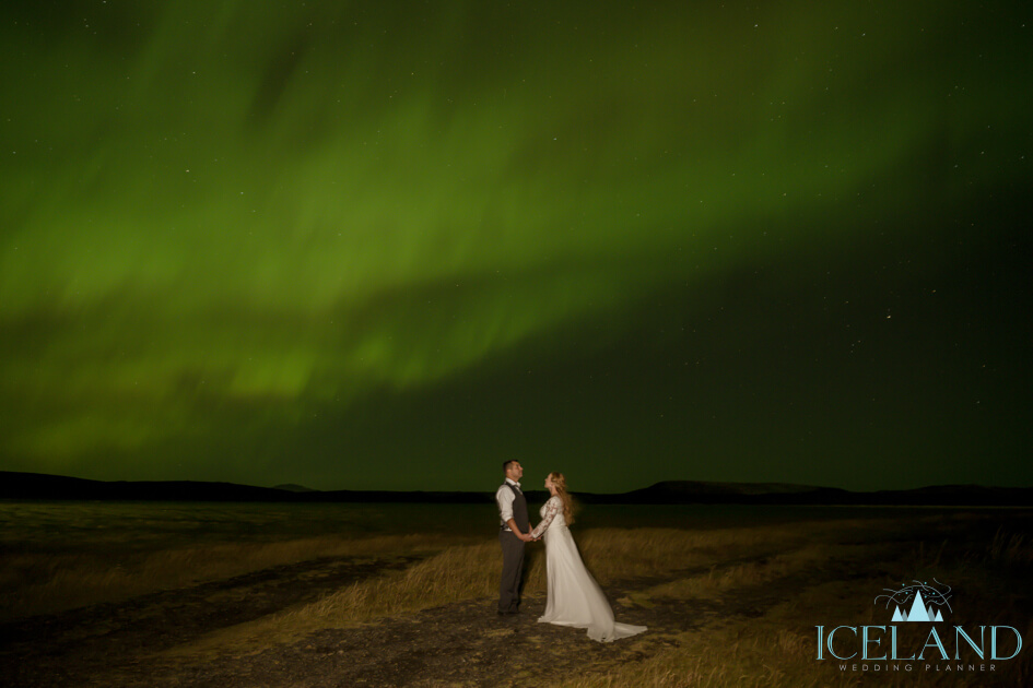 Northern Lights Iceland Wedding Couple