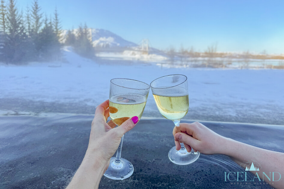 Laugarás Lagoon serves champagne in South Iceland